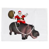 Santa Riding op Hippo Large Cadeauzakje (Achterkant)