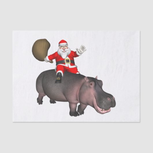 Santa Riding op Hippo Tissuepapier (Voorkant)