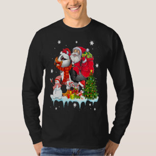Santa Riding Puffin Bird kerstpajama Family S.S. T-shirt