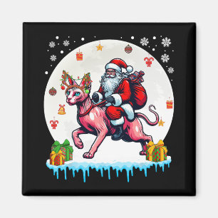Santa Riding Reindeer Sphynx Cat Christmas Owner K Magneet