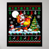 Santa Riding Reindeer Sun Conure Sweater Xmas Tree Poster (Voorkant)
