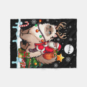 Santa Riding Rendier Himalayan Cat Xmas Tree Colo Fleece Deken (Voorkant (Horizontaal))
