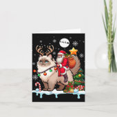 Santa Riding Rendier Himalayan Cat Xmas Tree Colo Kaart (Voorkant)