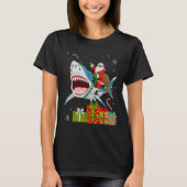 Santa Riding Shark Christmas Pajama Cute Ocean Ani T-shirt (Voorkant)