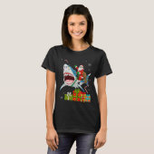 Santa Riding Shark Christmas Pajama Cute Ocean Ani T-shirt (Voorkant volledig)