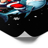 Santa Riding Shark Kerstmis Pajama Cute Ocean Ani Poster (Hoek)