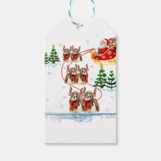 Santa Riding Shih Tzu | Kerstcadeau voor rendieren Cadeaulabel