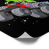 Santa Riding T Rex Dinosaur Monster Truck Boy Chri Poster (Hoek)