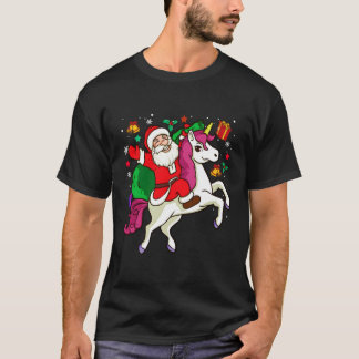 Santa Riding Unicorn Liefhebber Grappig Kerstcadea T-shirt