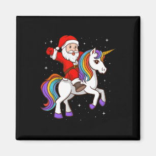 Santa Riding Unicorn Mystiek Dier Xmas Magisch Magneet