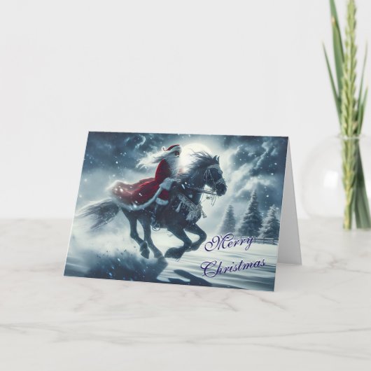 Santa rijden als de wind kerst Kaart (Voorkant)