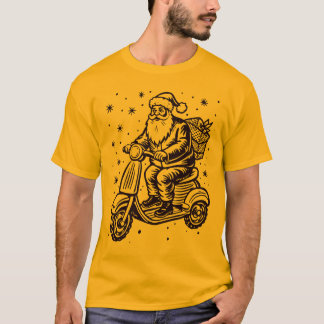 Santa rijden Een scooter met gif dozen ontwerp T-shirt
