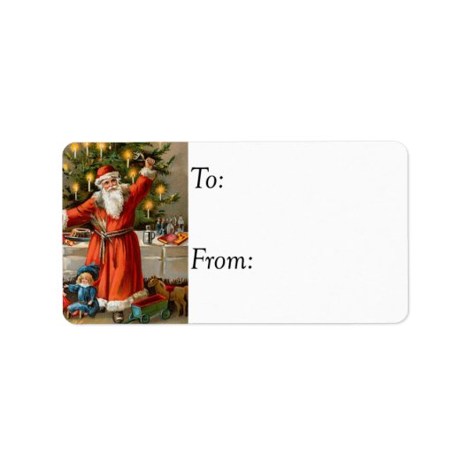 Santa Ringing Bells  Gift Label (Voorkant)