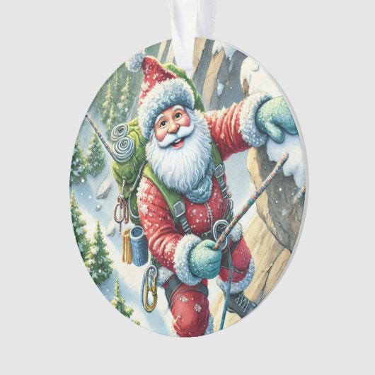 Santa Rock Klimmen in de bergen van Kerstmis Ornament (voorkant)