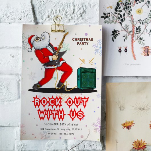 Santa Rock Out Party Christmas Invitation