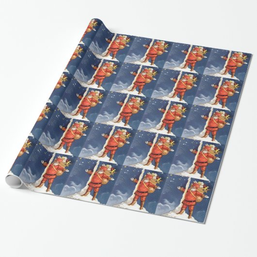 Santa Rocket Cadeaupapier (Uitgerold)
