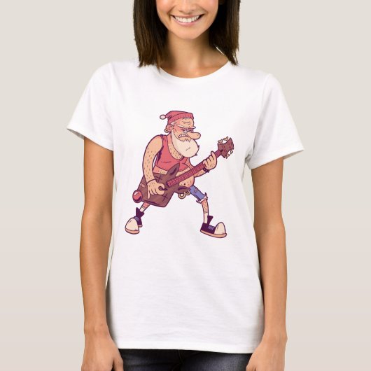 Santa Rocking Out T-Shirt (Voorkant)