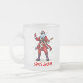 Santa Rocks! Grappige Kerstman speelt gitaar Matglas Koffiemok (Links)