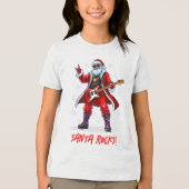 Santa Rocks! Grappige Kerstman speelt gitaar Tri-Blend Shirt (Voorkant)