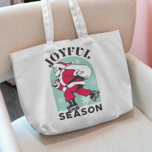 Santa Roller Skating Tote Bag