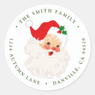 Santa Ronde Kerst retour adreslabel Sticker