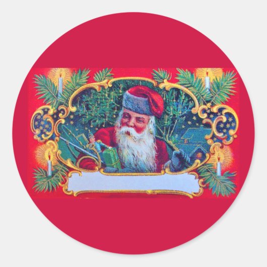 SANTA  RONDE STICKER (Voorkant)