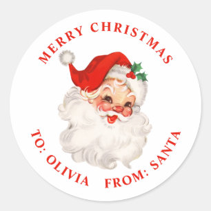 Santa rood kerstcadeau Ronde Sticker