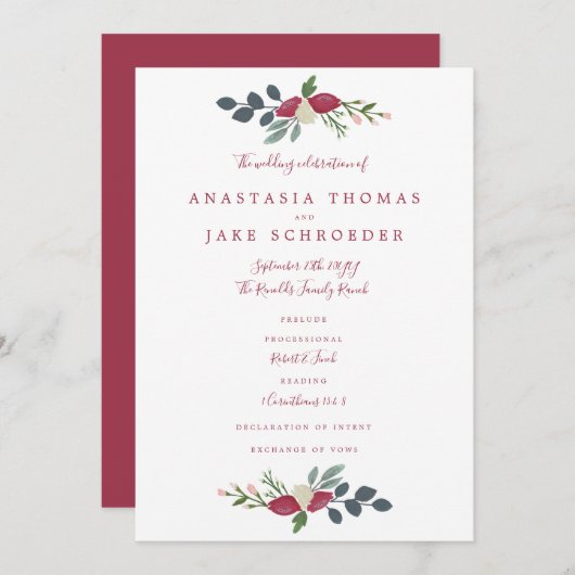 Santa Rosa Huwelijksprogramma Programma (Voorkant / Achterkant)