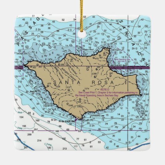 Santa Rosa Island Nautical Chart Keramisch Ornament (Achterkant)