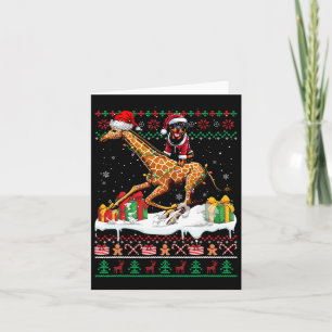 Santa Rottweiler Rijdende Giraffe Kersttrui Kaart