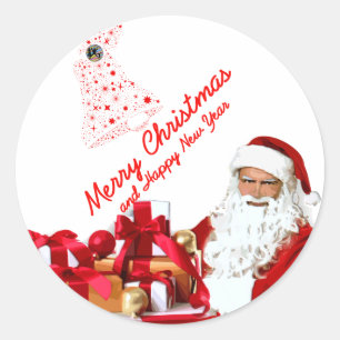 Santa Round Sticker, Glossy Ronde Sticker