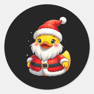 Santa Rubber Duck Schattigee kerstvakantie Ronde Sticker