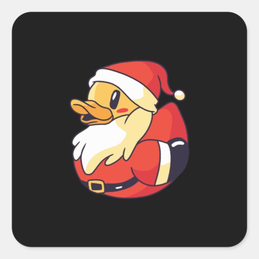 Santa rubber eend vierkante sticker (Voorkant)