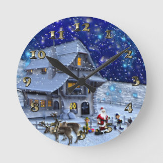 Santa Rudolph Elf met Sled Ronde Klok
