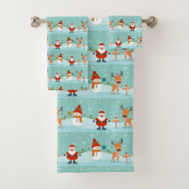 Santa, Rudolph en Snowman Bad Handdoek