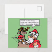 Santa & Rudolph Funny Cartoon Cust. Briefkaart (Voorkant / Achterkant)
