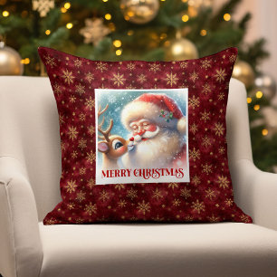 Santa Rudolph Joyeux Noël Coussin Classique de Noë
