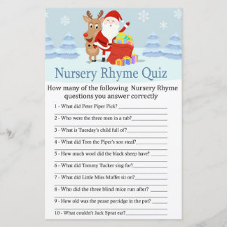 Santa, Rudolph Nursery Rhyme Quiz baby shower game
