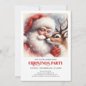 Santa Rudolph Traditional Holiday Party Invitation (Devant)