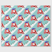 Santa running with american flag cadeaupapier (Vlak)