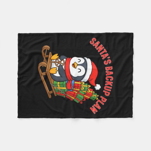 Santa’s Backup Plan Cute Penguin Christmas Design Fleece Deken (Voorkant (Horizontaal))