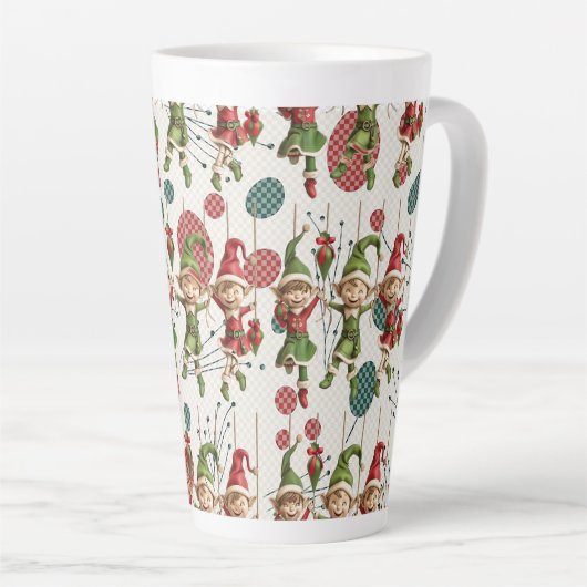 Santa’s Christmas Elf Latte Mug Latte Mok (Rechterhoek)