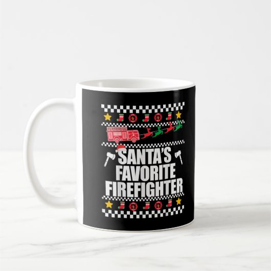 SANTA S FAVORITE FIREFIGHTER Ugly kerstSweate Koffiemok (Links)