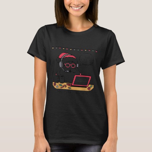 Santa s Humor Tech Support Rebooting T-shirt (Voorkant)