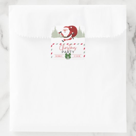 Santa’s Little Cozy Mood Vierkante Sticker (Tas)