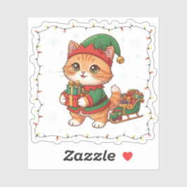 Santa’s Little Helper Cat Elf Costume Christmas Sticker