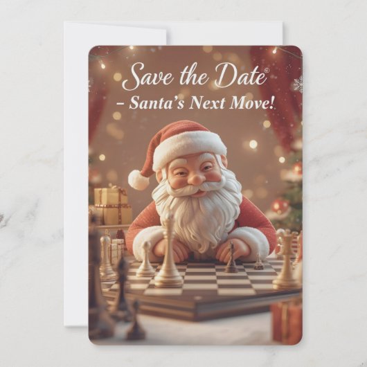 Santa’s Next Move – Funny Christmas Chess Save the Date (Voorkant)