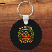 Santa’s Sleigh Mechanic Funny Christmas Design Sleutelhanger (Voorkant)