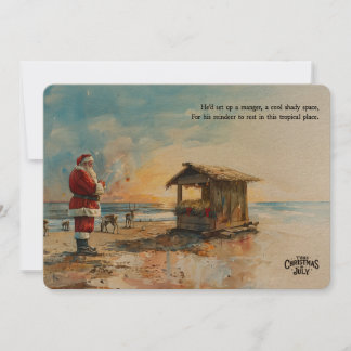 Santa’s Tropical Manger Christmas in July Card Feestdagenkaart