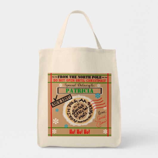 Santa Sack niet openen tot Kerstmis NAAM Tote Bag (Voorkant)